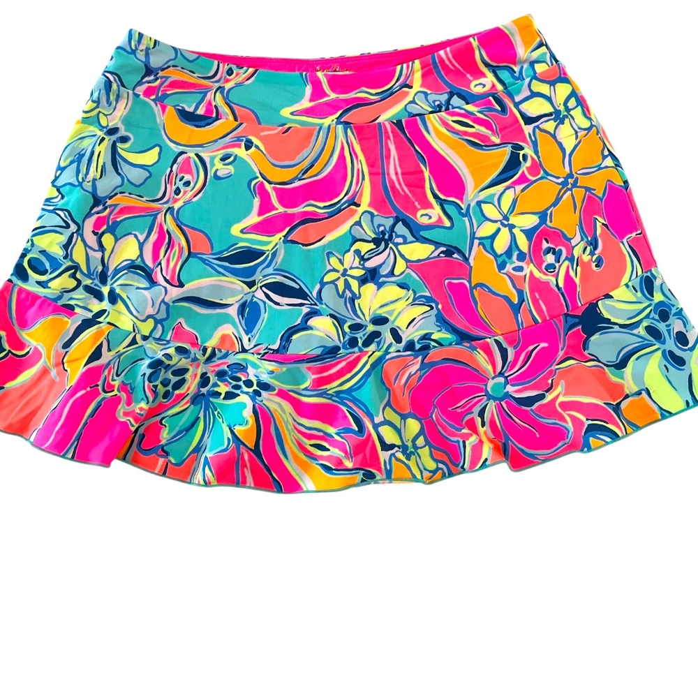 Lilly Pulitzer Multi-Color Floral Mini Skort - Turquoise, Pink, Yellow